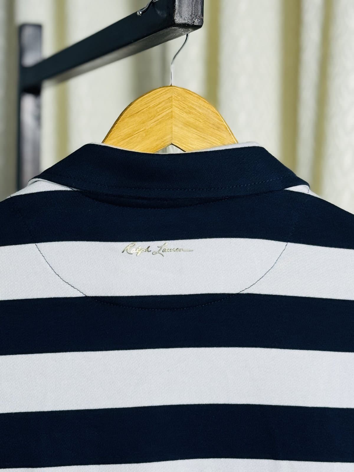 Premium Striped Polo Sweatshirt - Navy Blue angle 4