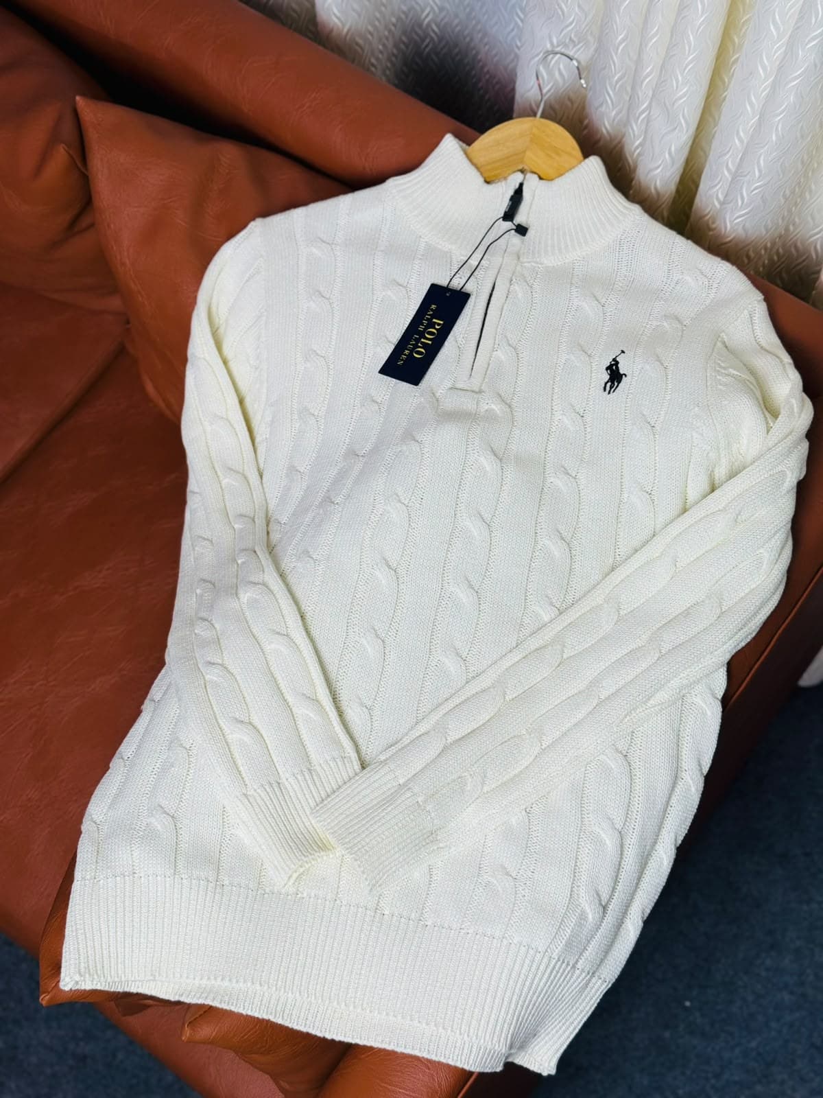 Cable Knit Sweater - White angle 2