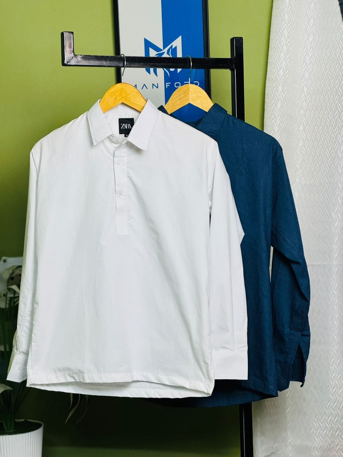 Remi Cotton Katua Combo - White + Navy Blue