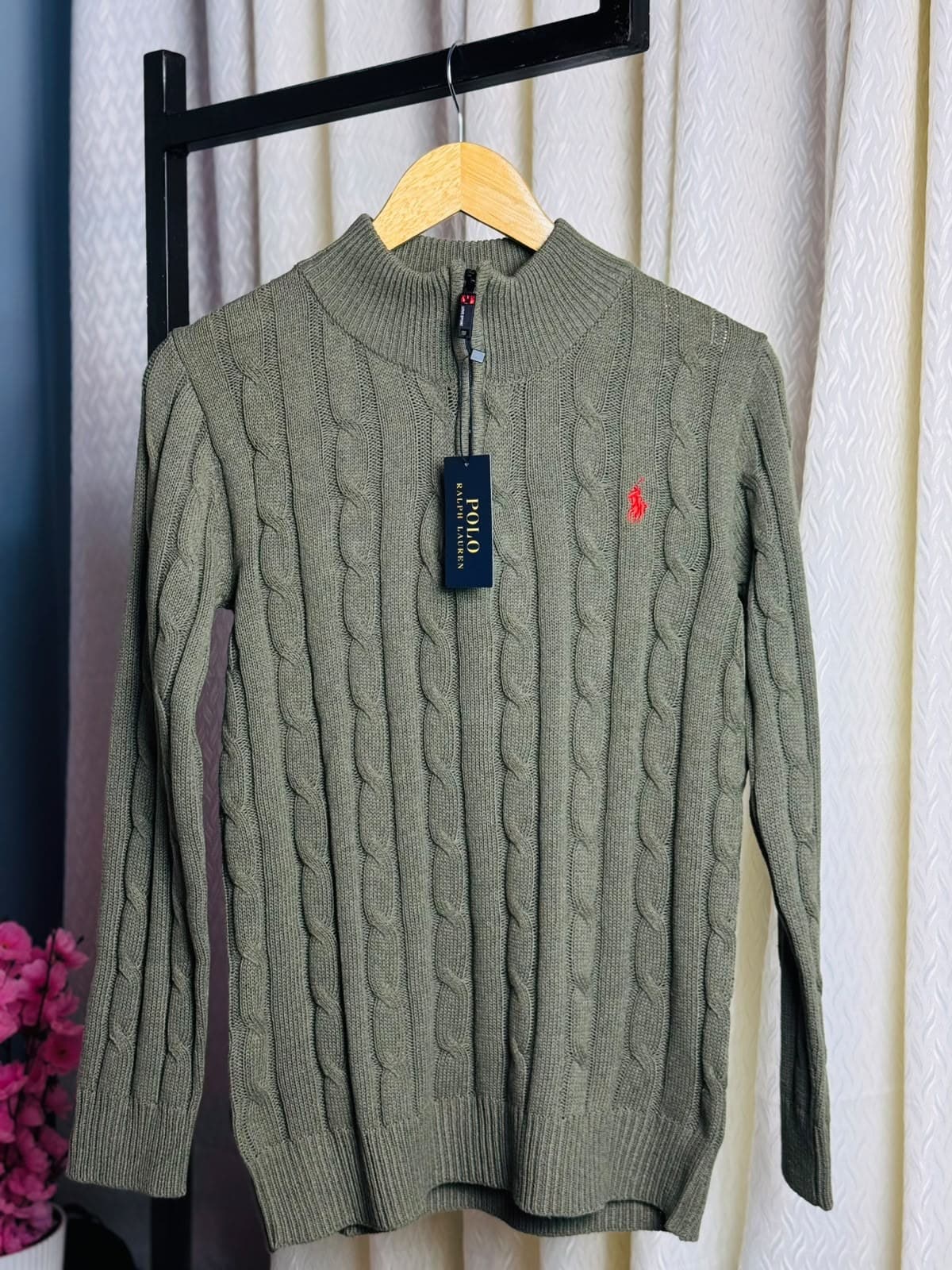 Cable Knit Sweater - Olive