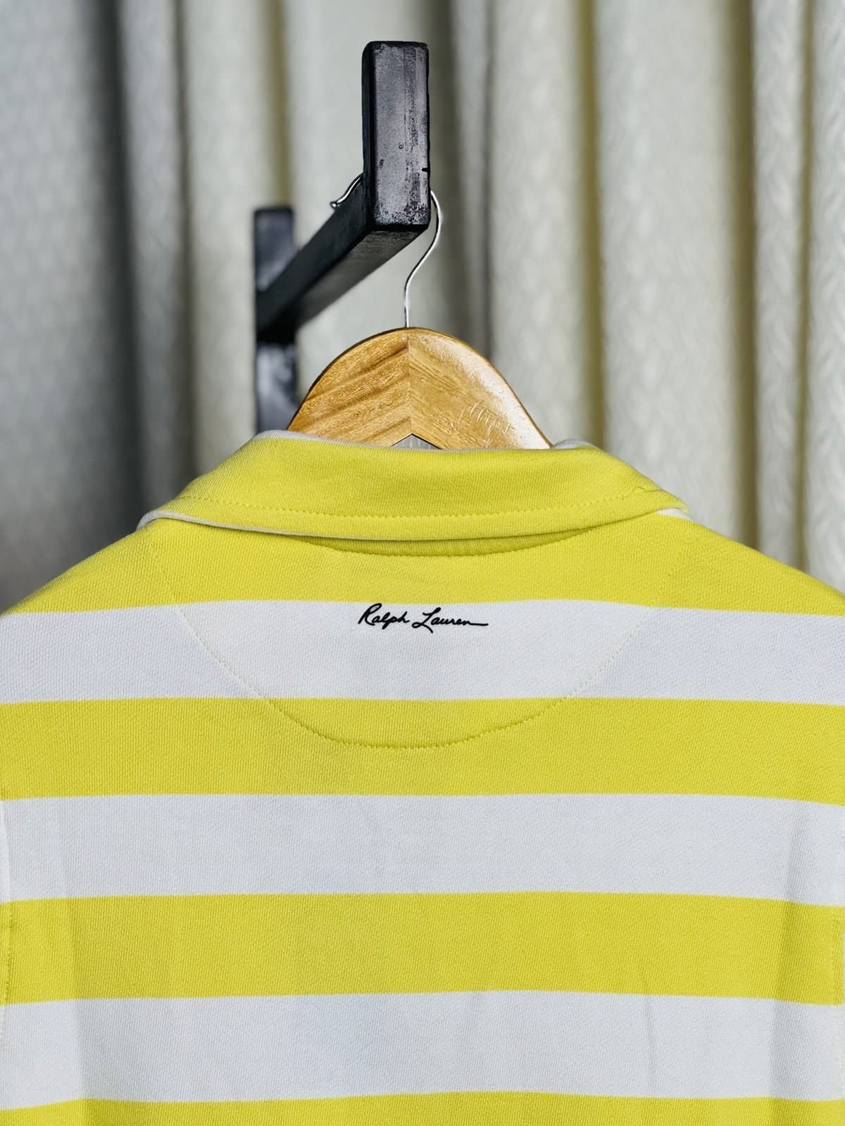 Premium Striped Polo Sweatshirt - Yellow angle 4