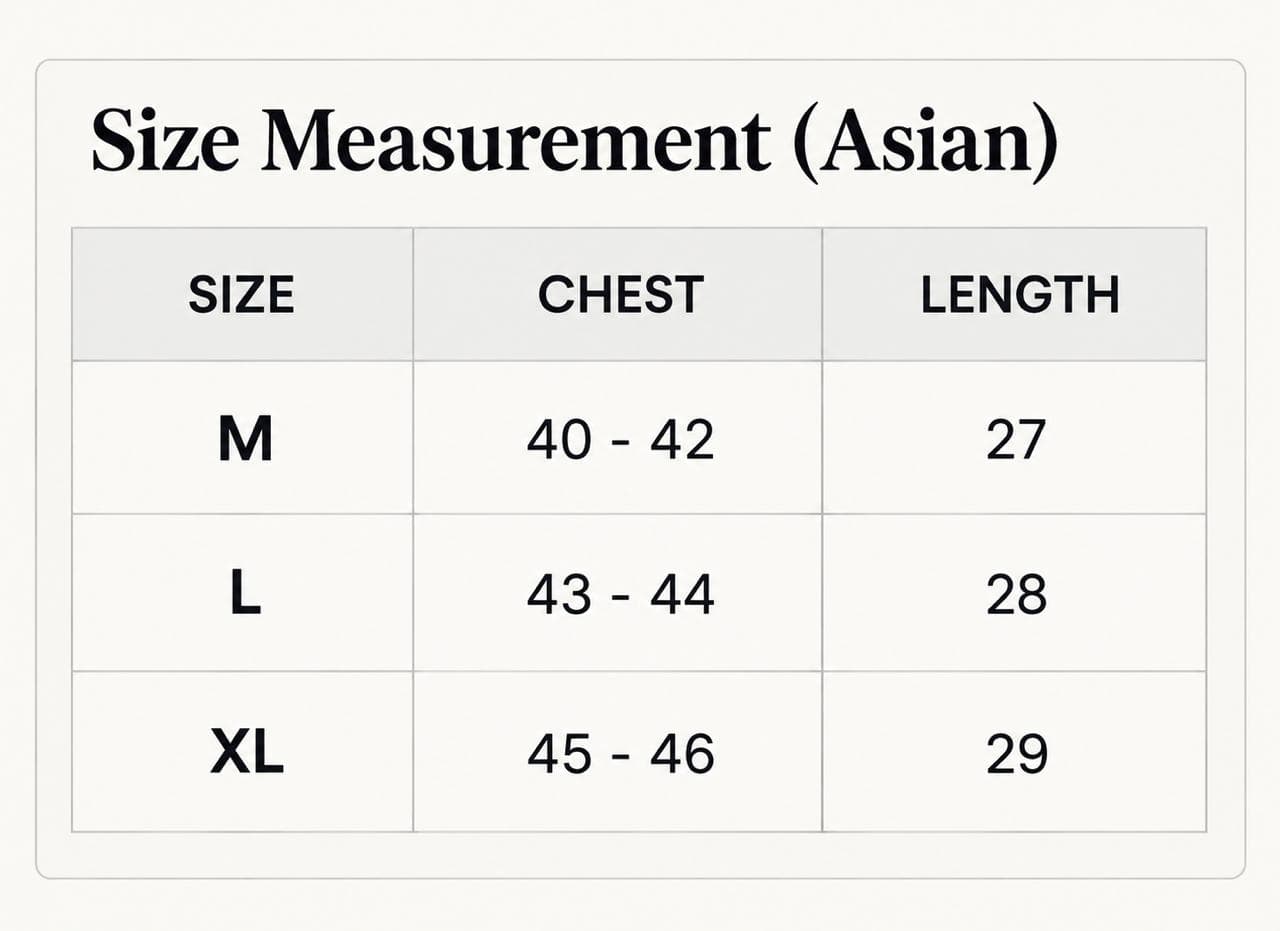 Remi Cotton Katua - White size chart